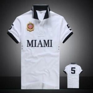 Miami White and Black Polo Shirt